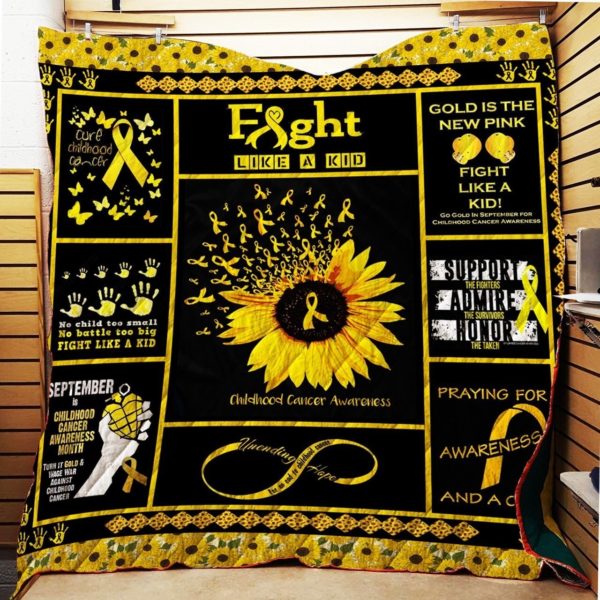 Childhood Cancer Awareness 3D Customized Quilt Blanket