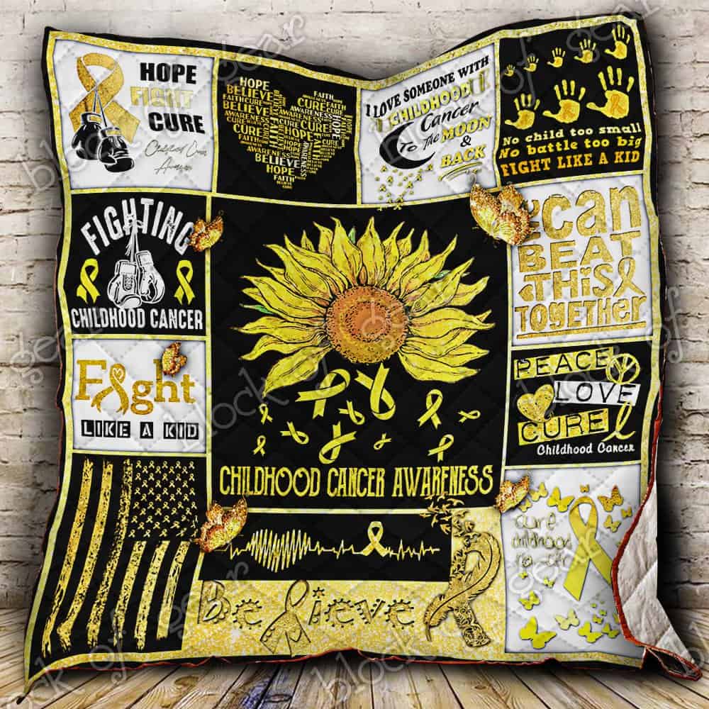 Childhood Cancer Awareness 3D Quilt Blanket