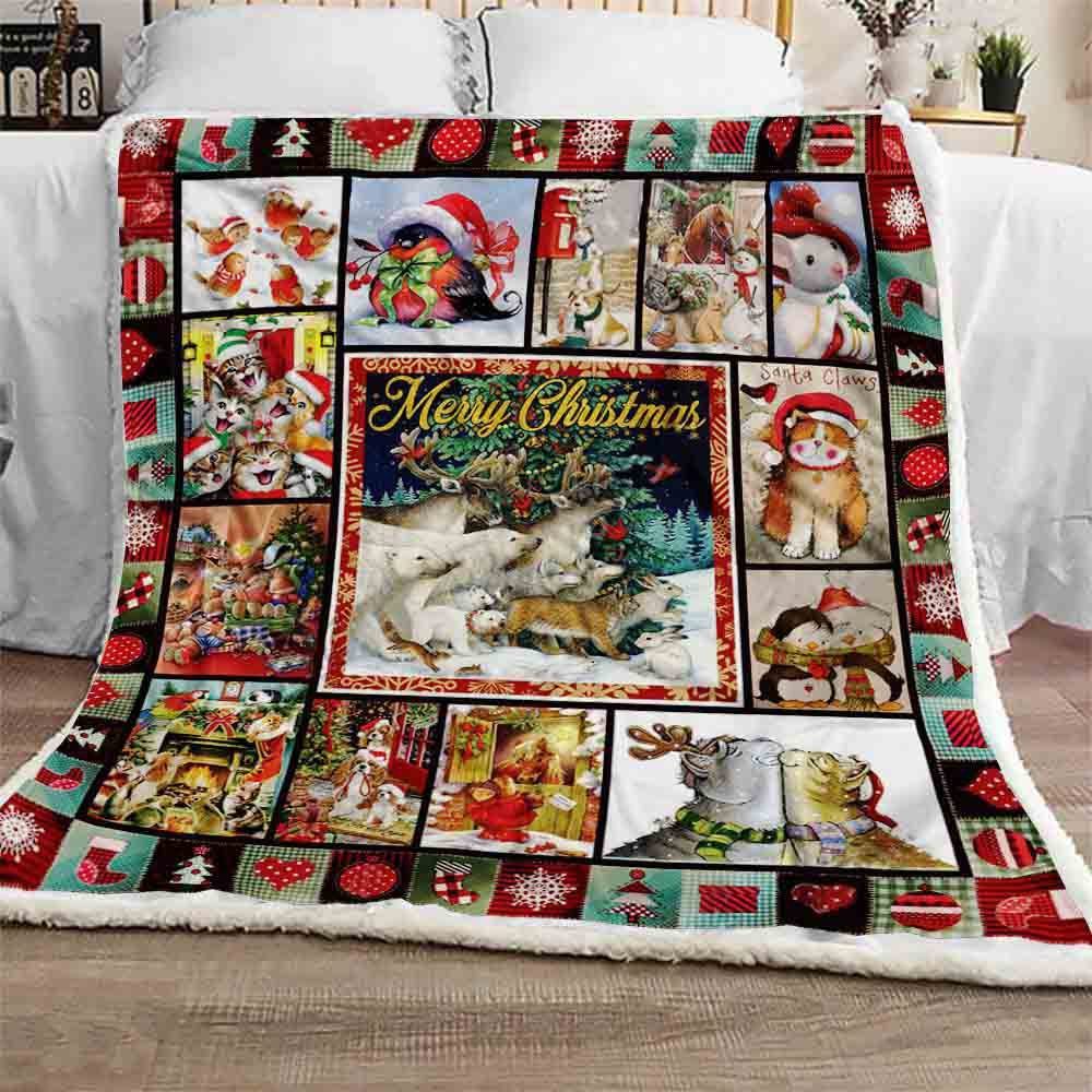 Christmas Animal In Christmas 3D Quilt Blanket