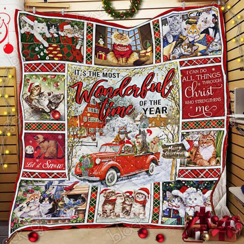 Christmas Cat 3D Quilt Blanket