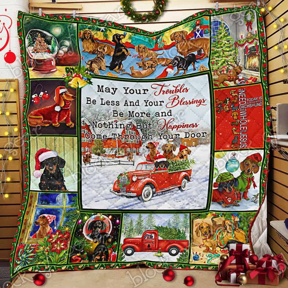 Christmas Dachshund 3D Quilt Blanket