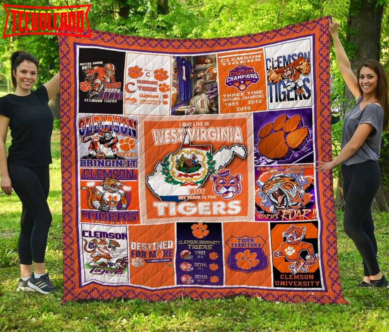 Clemson Tigers West Virginia 3D Customized Quilt Blanket