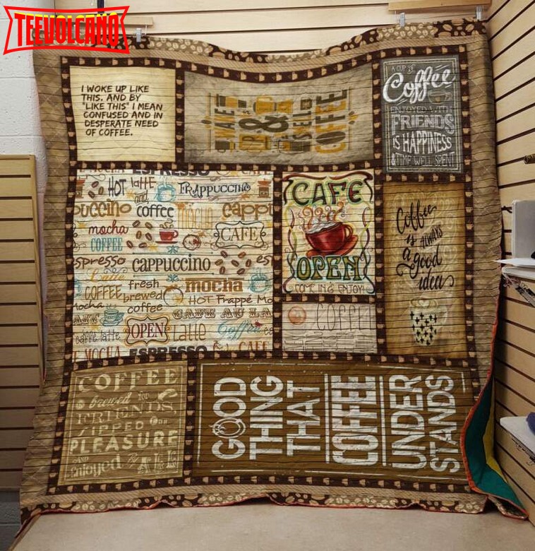 Coffee Open 3D Customized Quilt Blanket