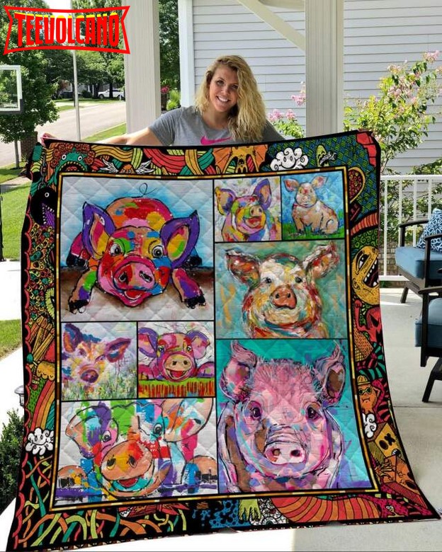 Color Pigs 3D Quilt Blanket