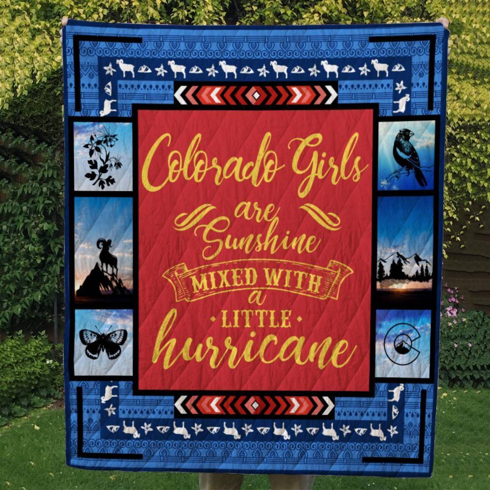 Colorado Girls Are Sunshine Mixed Withlittle Hurricane  Customize Quilt Blanket