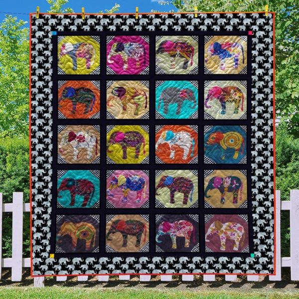 Colorful Elephant Printing 3D Customized Quilt Blanket