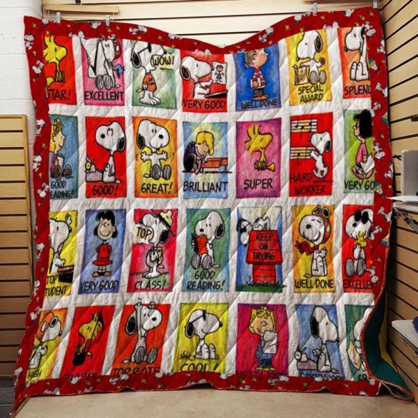 Colorful Snoopy Fabric 3D Customized Quilt Blanket