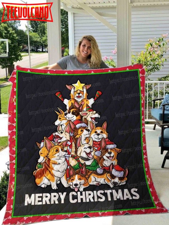 Corgi Christmas Tree 3D Quilt Blanket