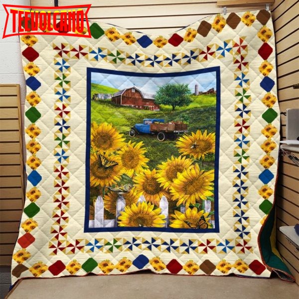 Country Paradise Sunflower Printing 3D Customized Quilt Blanket