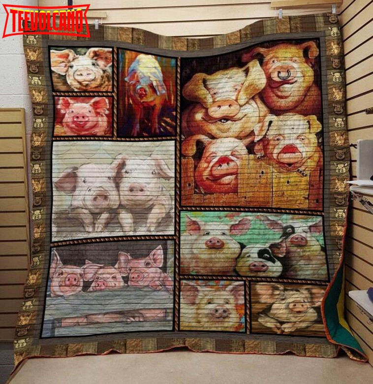 Couple Pig 3D Customized Quilt Blanket