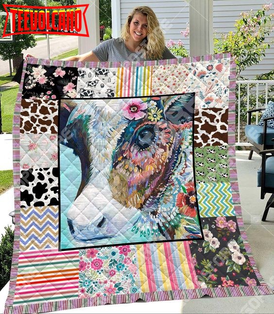 Cow Beautiful Cow 3D Quilt Blanket