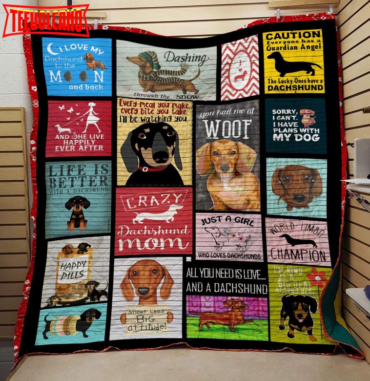 Crazy Dachshund Mom 3D Customized Quilt Blanket