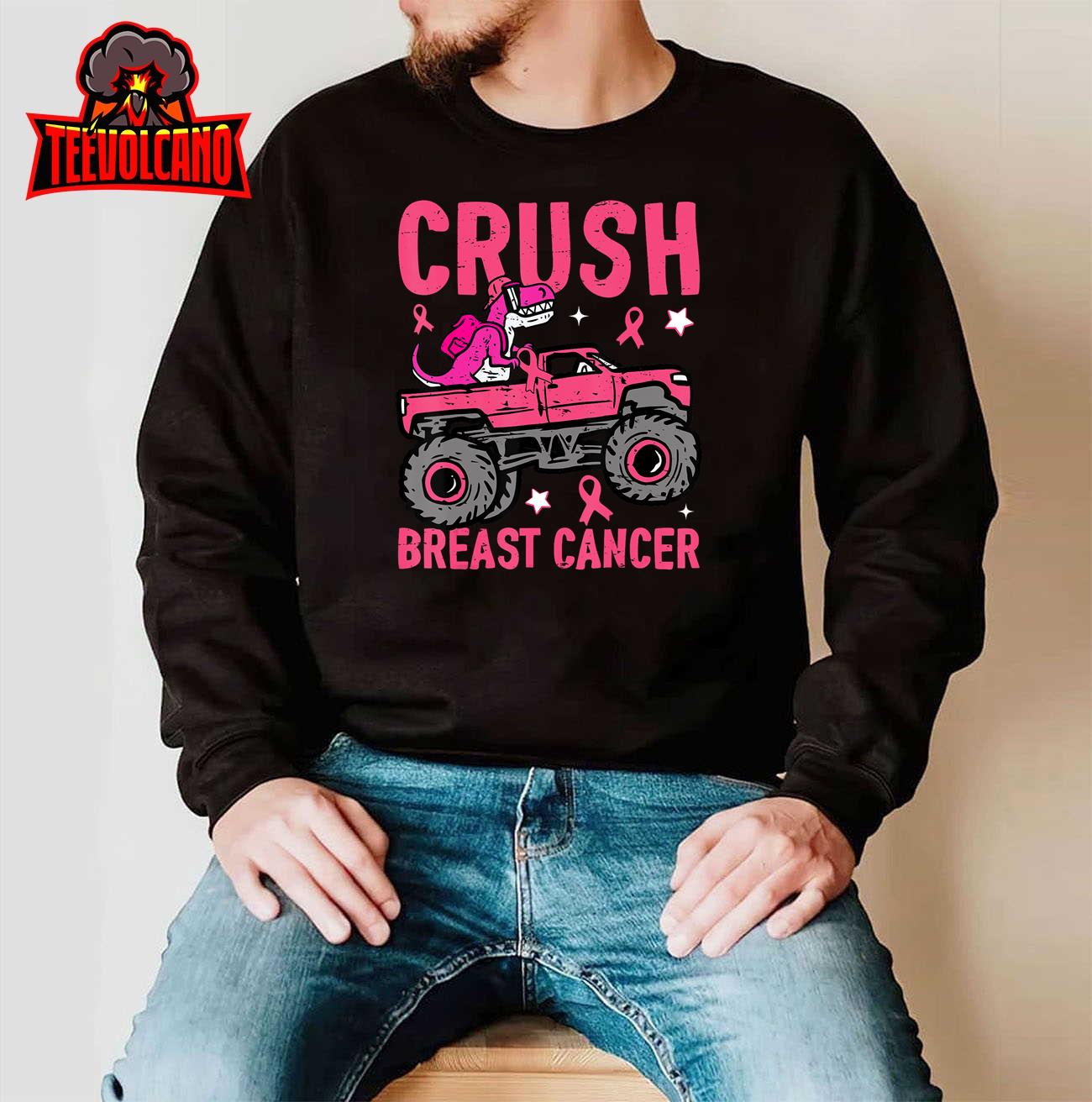 Crush Breast Cancer Awareness Monster Truck Toddler Boy Kids T-Shirt