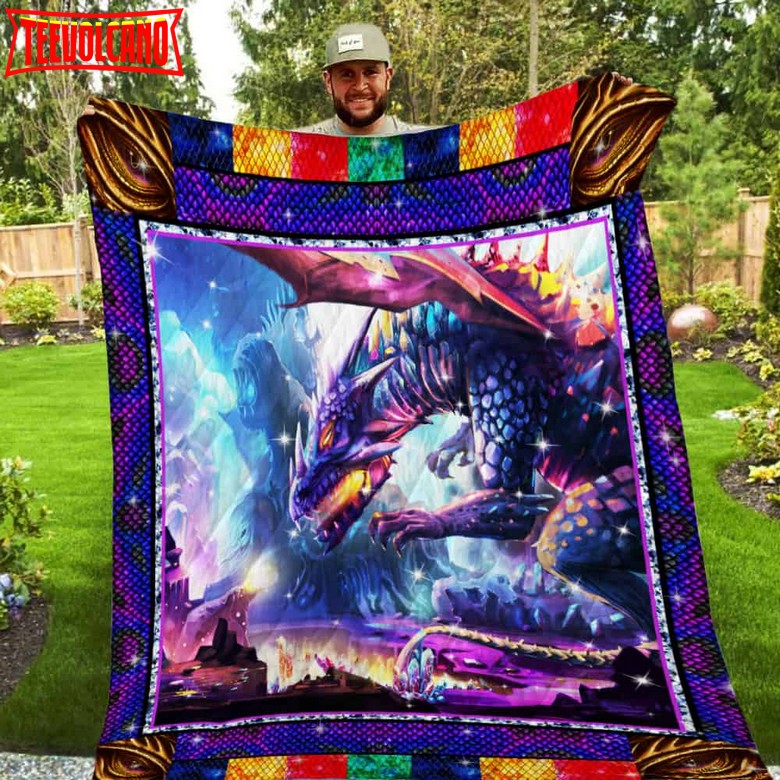 Crystal Purple Dragon Washable 3D Customized Quilt Blanket