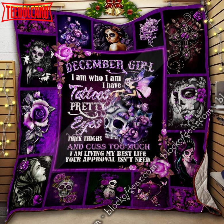 December Girl, Pretty Tattooed Girl 3D Quilt Blanket