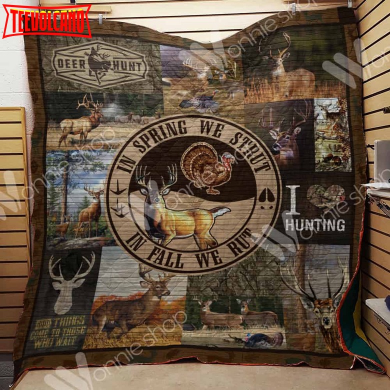 Deer And Turkey Hunting 3D Customized Quilt Blanket