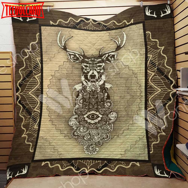 Deer Hunting Mandala 3D Customized Quilt Blanket