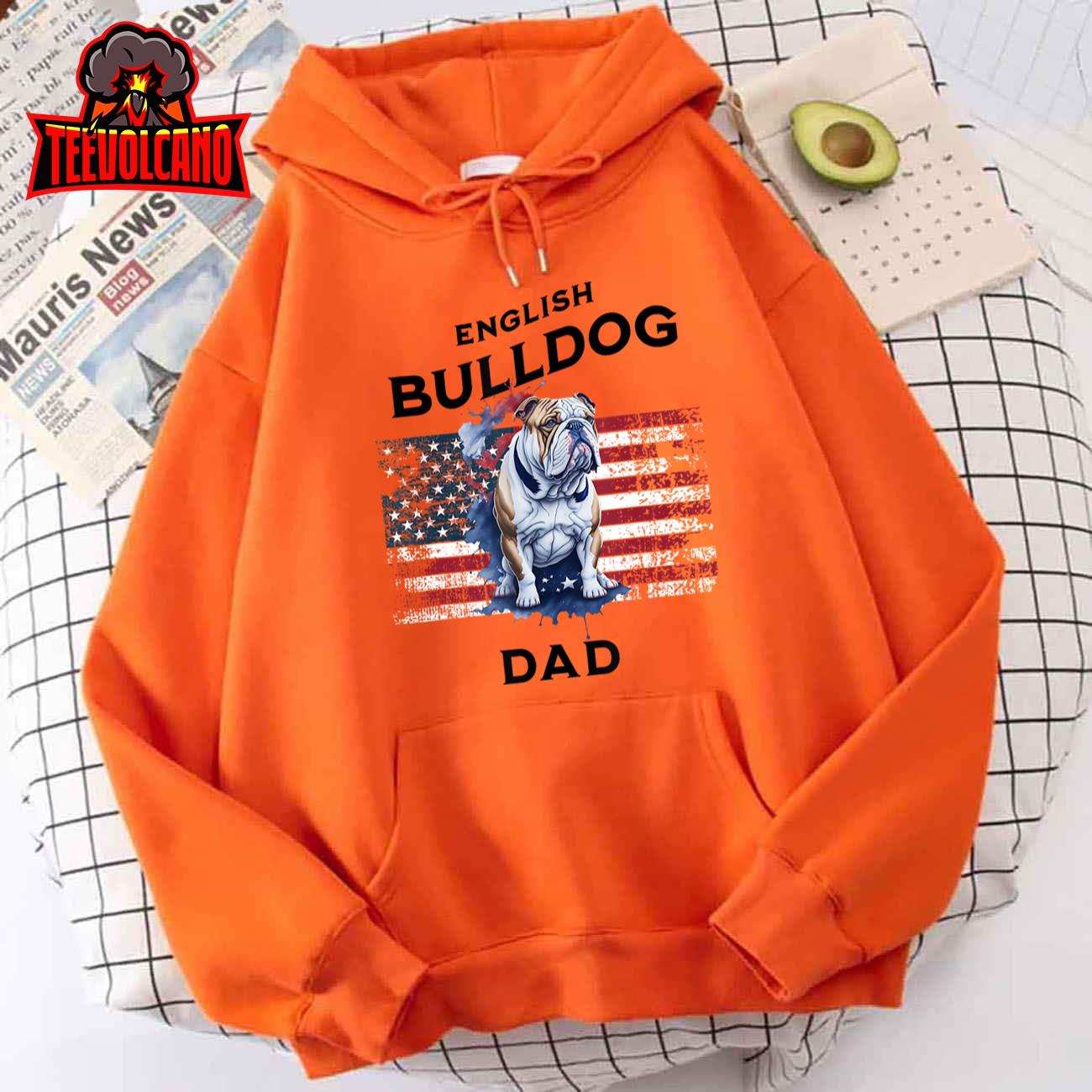 English Bulldog Patriotic Dad T-shirt. T-Shirt