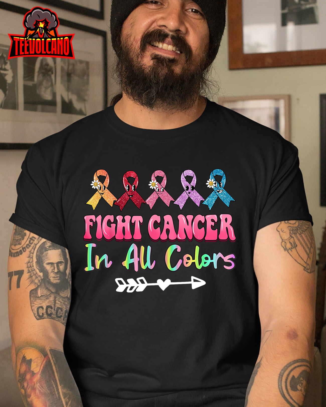 Fight Cancer In All Color Feather Breast Cancer Awareness Unisex T-Shirt