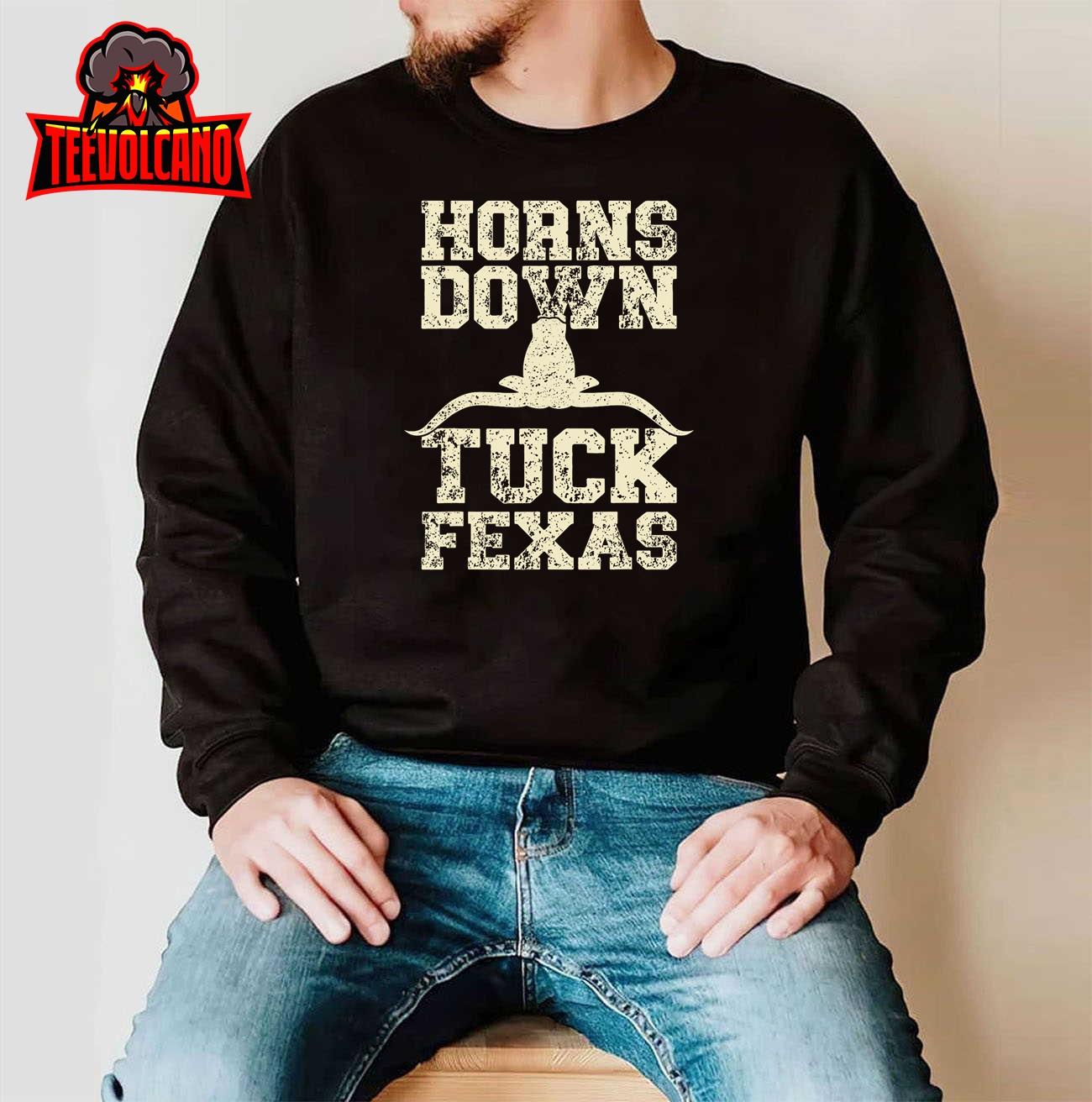 Horns Down Tuck Fexas Game Day Oklahoma Beat Texas T-Shirt