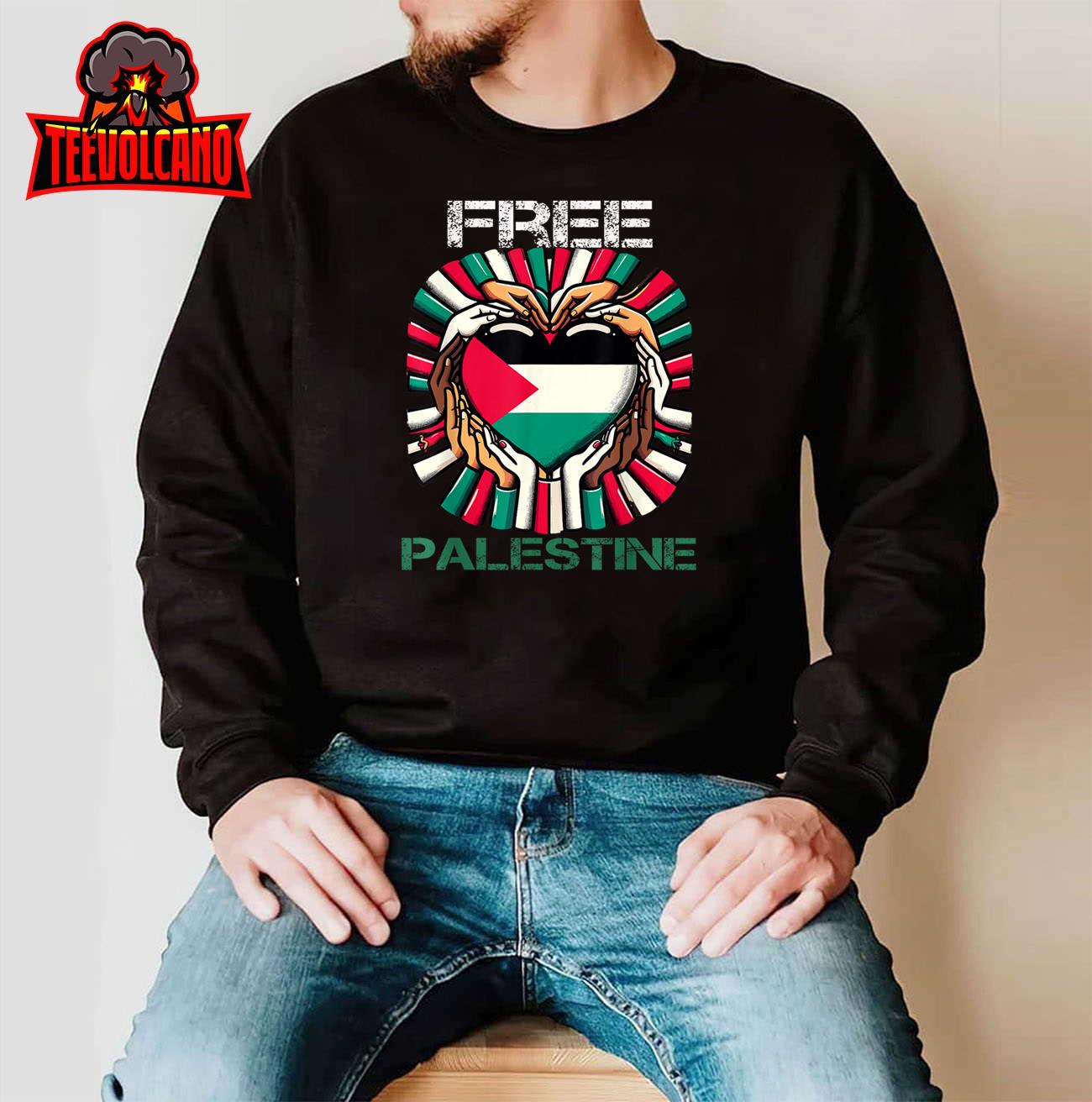 I Love Free Palestine Flag Save Gaza Strip Palestinian Pullover Hoodie