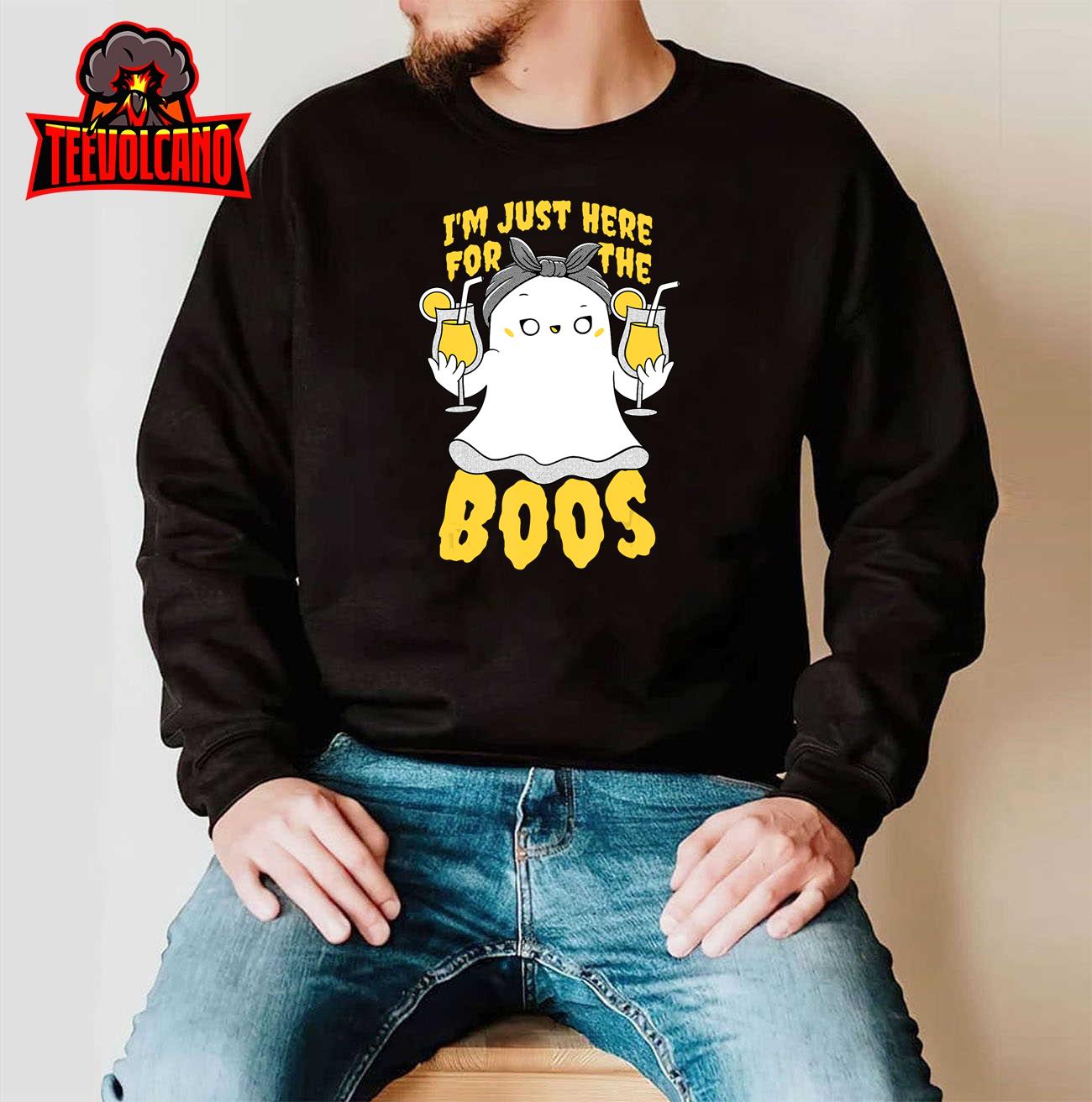 I’m Just Here For The Boos Halloween Women Ghost Cute Funny T-Shirt