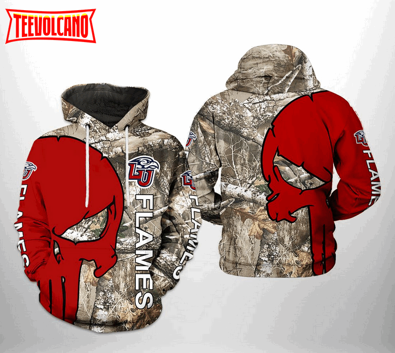 Liberty Flames NCAA Camo Veteran Hunting 3D Printed Hoodie