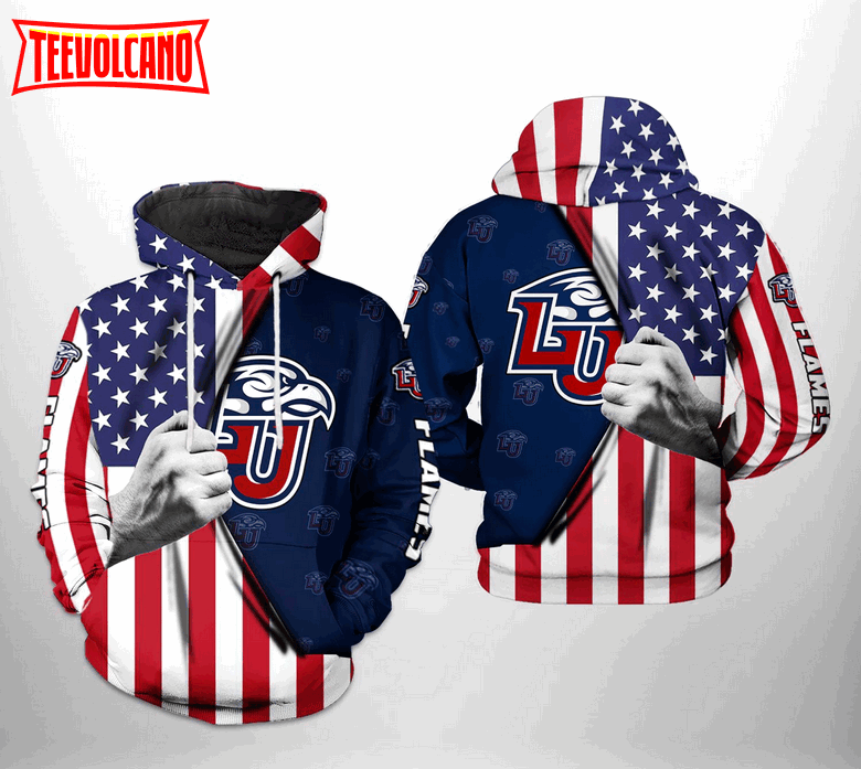 Liberty Flames NCAA US Flag 3D Printed Hoodie