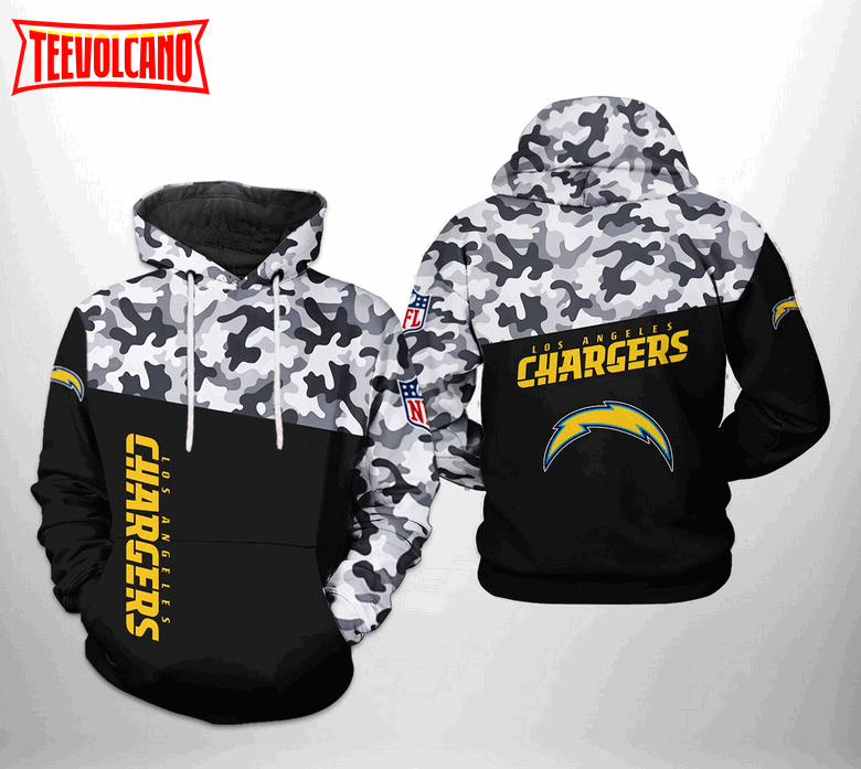 Los Angeles Chargers NFL Camo Veteran Team 3D Printed Hoodie