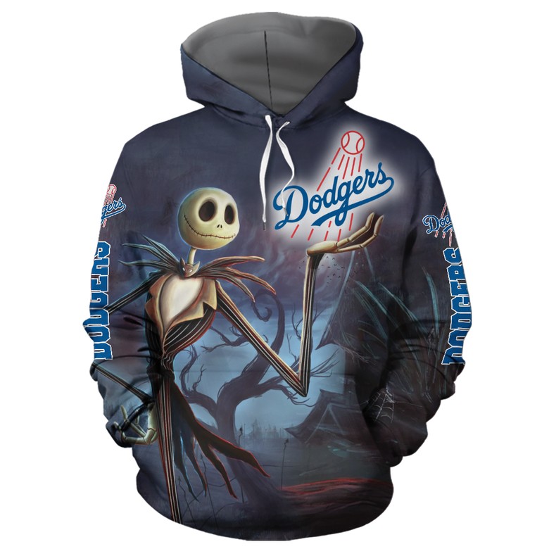 Los Angeles Dodgers With Jack Skellington 3D Printed Hoodie