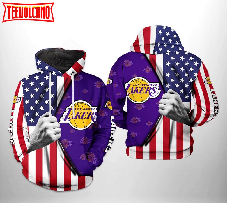 Los Angeles Lakers NBA US Flag Team 3D Printed Hoodie