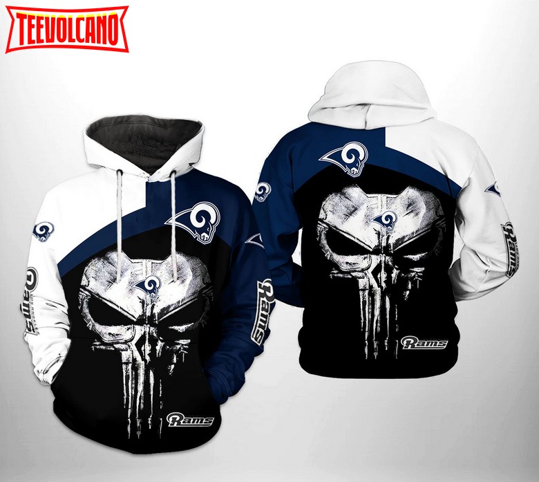 Los Angeles Rams NFL Skull Punisher Team 3D Hoodie