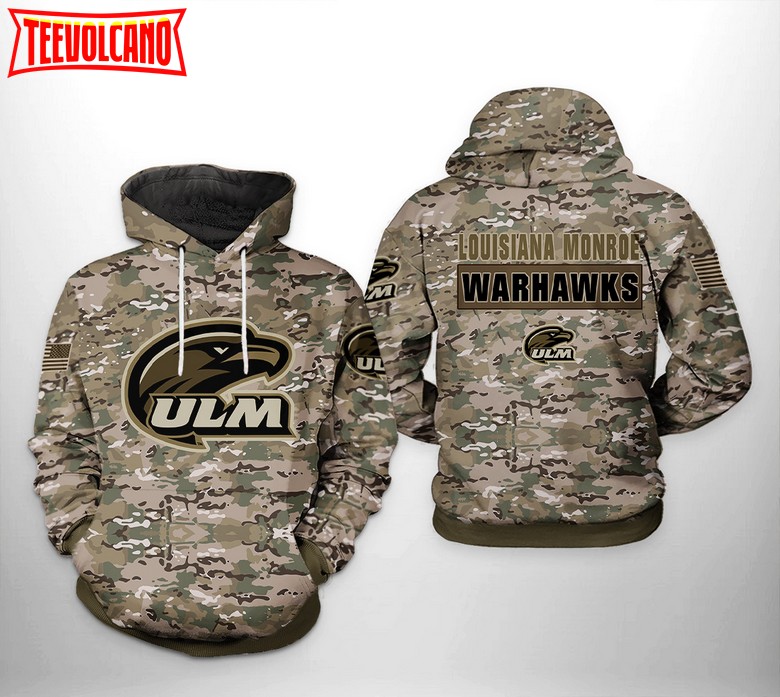 Louisiana Monroe Warhawks NCAA Camo Veteran 3D Printed Hoodie