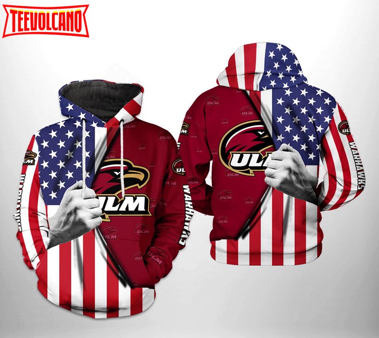 Louisiana Monroe Warhawks NCAA US Flag 3D Printed Hoodie