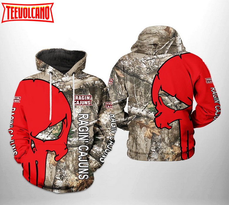 Louisiana Ragin’ Cajuns NCAA Camo Veteran Hunting 3D Printed Hoodie