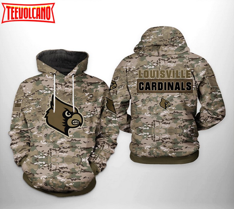 Louisville Cardinals NCAA Camo Veteran 3D Printed Hoodie