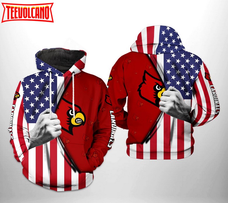 Louisville Cardinals NCAA US Flag 3D Printed Hoodie