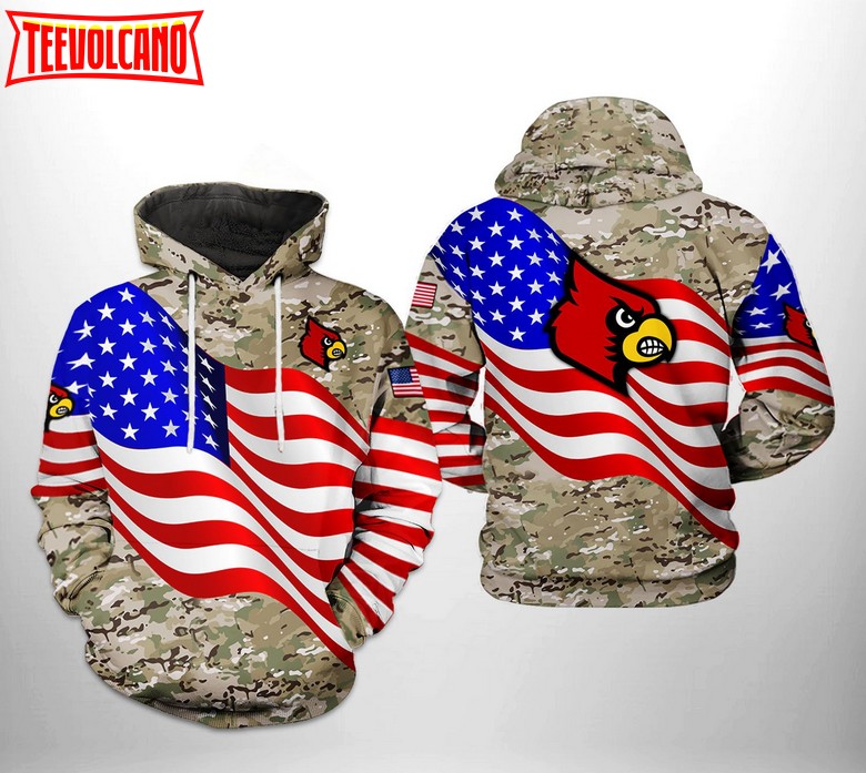 Louisville Cardinals NCAA US Flag Camo Veteran 3D Printed Hoodie