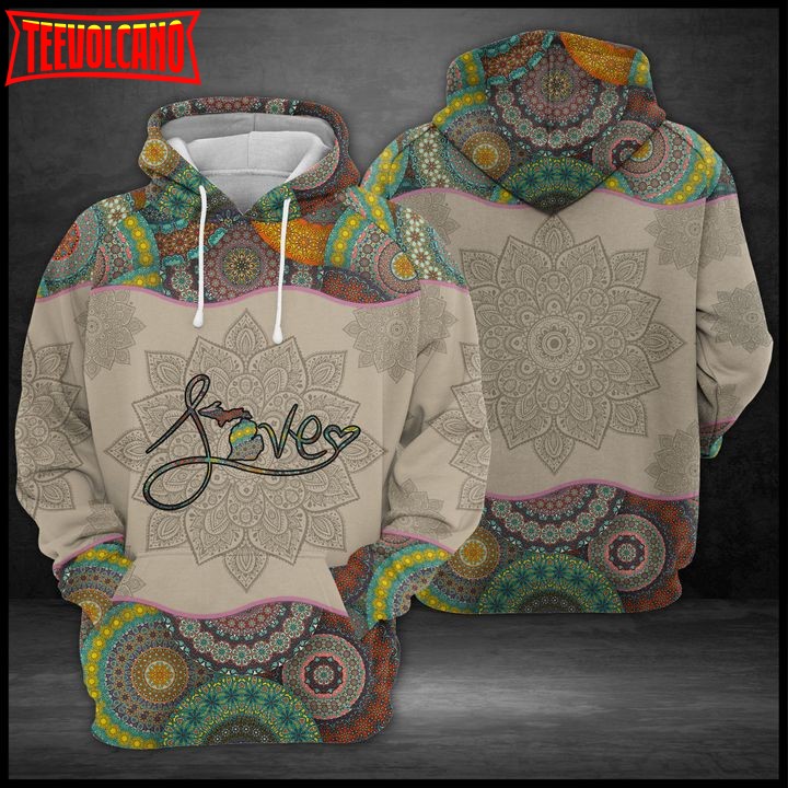 Love Michigan Mandala 3D Printed Hoodie