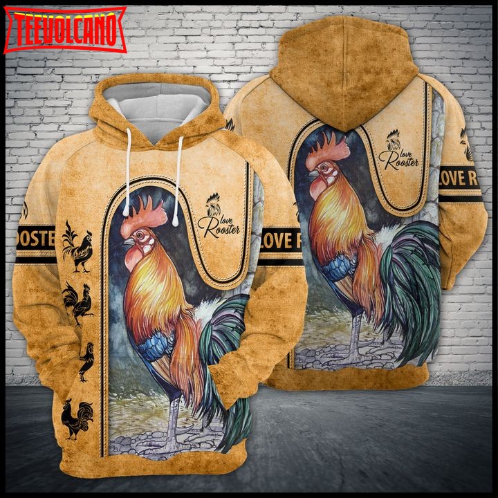 Love Rooster 3D Printed Hoodie