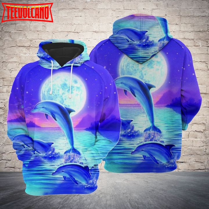 Lovely Dolphin Night 3D Printed Hoodie