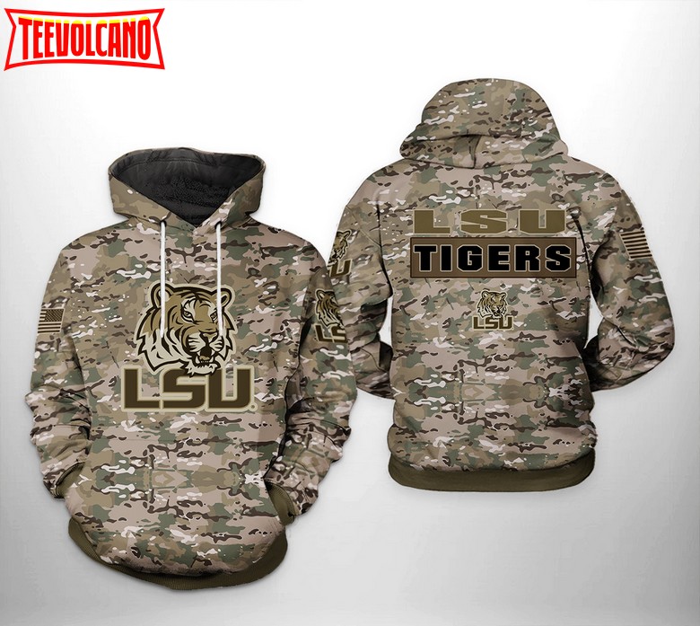 LSU Tigers NCAA Camo Veteran 3D Printed Hoodie