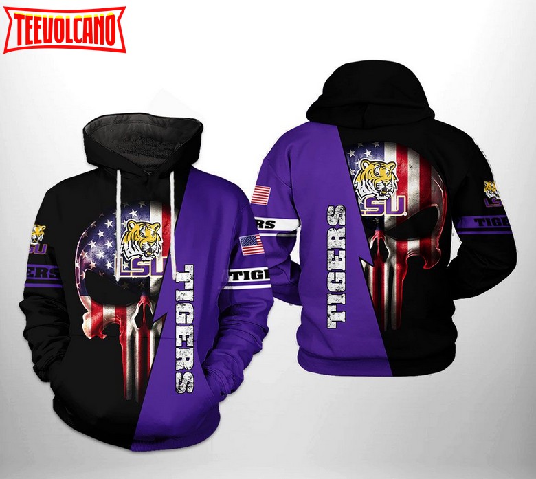 LSU Tigers NCAA US Flag Skull 3D Printed Hoodie