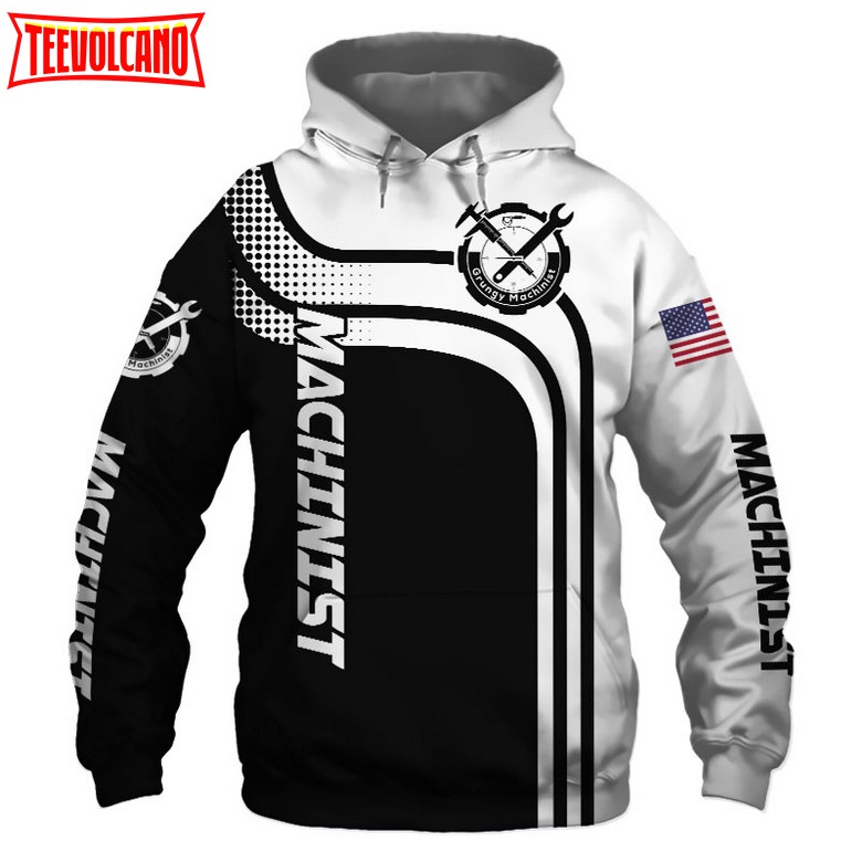 Machinist Black US Flag 3D Printed Hoodie