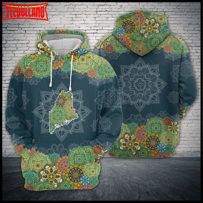 Maine Floral Mandala 3D Printed Hoodie