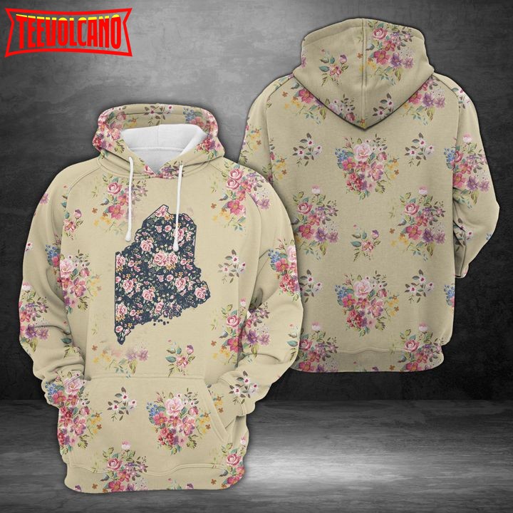 Maine Floral Vintage 3D Printed Hoodie