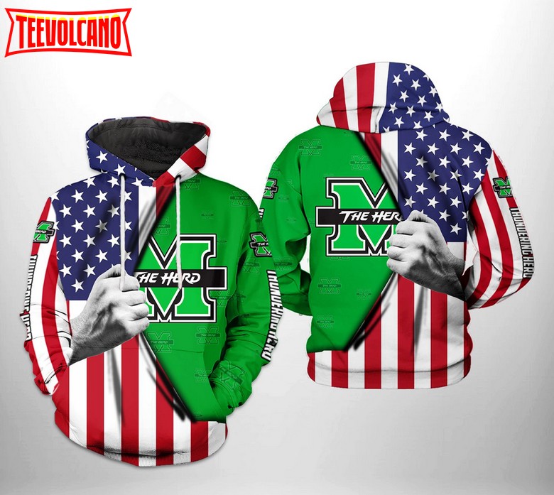 Marshall Thundering Herd NCAA US Flag 3D Printed Hoodie