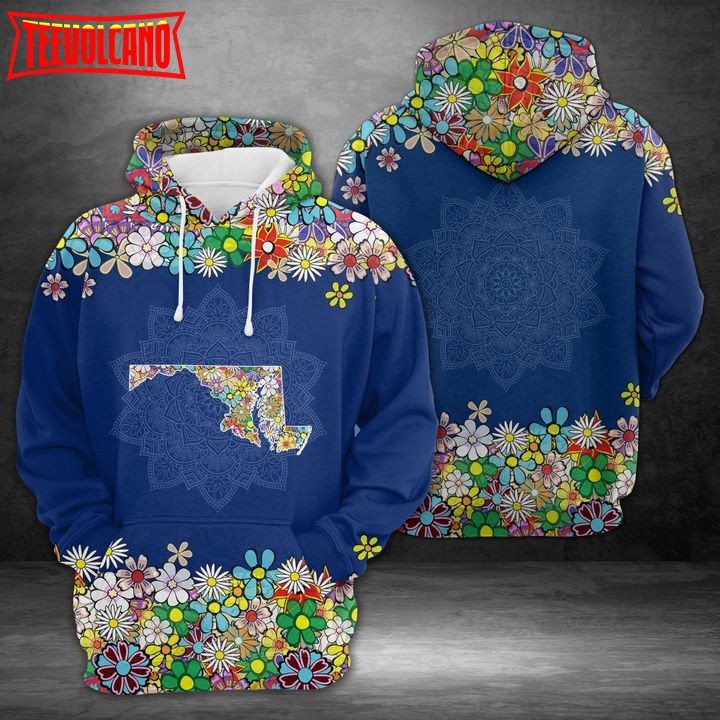 Maryland Flower 3D Printed Hoodie