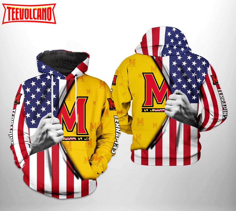 Maryland Terrapins NCAA US Flag 3D Printed Hoodie