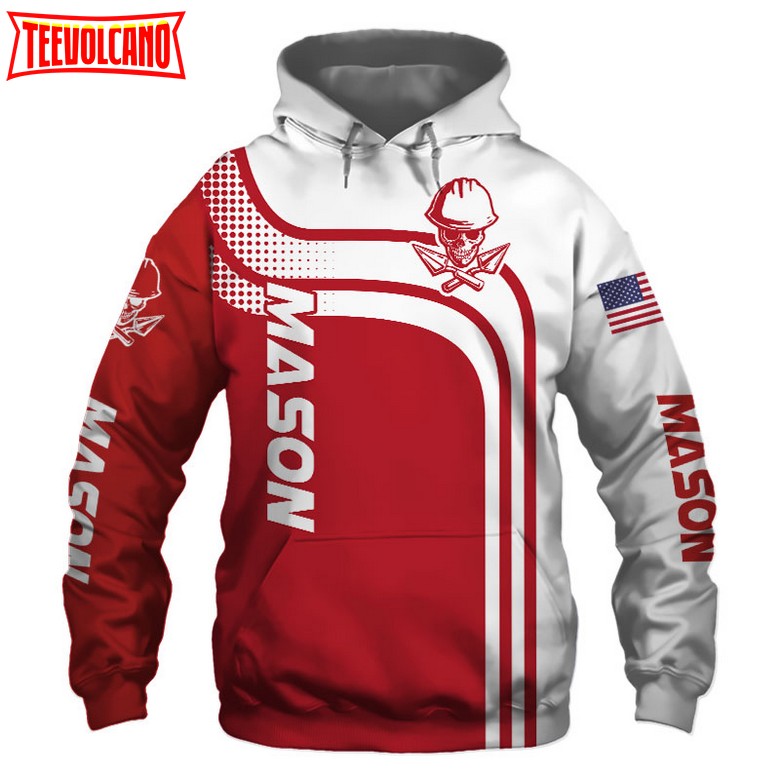 Mason Red US Flag 3D Printed Hoodie